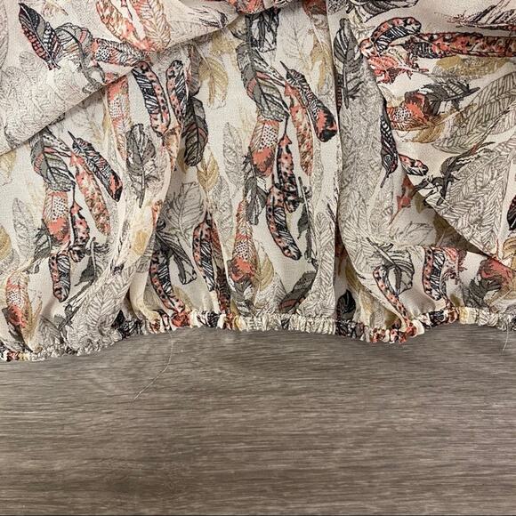 American Rag Cie BoHo Sheer Blouse Feather Print - Picture 8 of 8